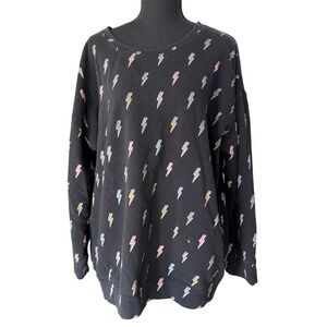 Torrid Womens Black Lightning Bolt Print Sweatshirt Pullover Plus Size 2 2X